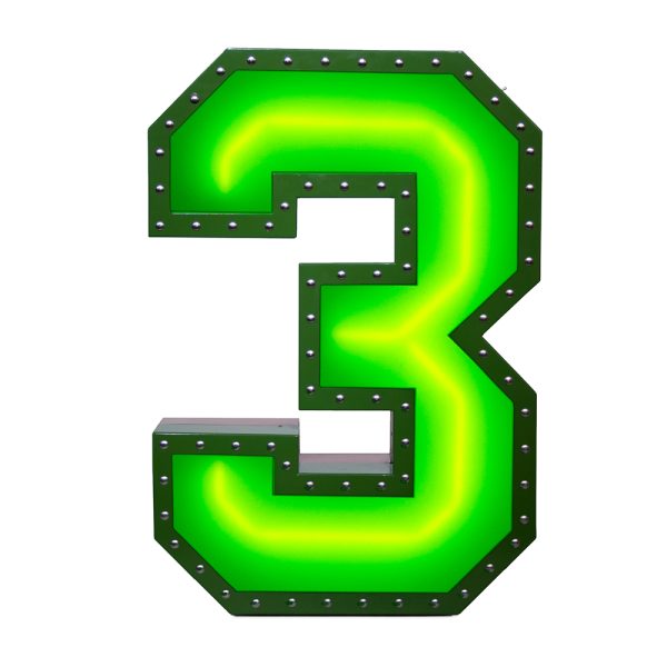 The number 3 establishes itself in the world by being hypnotizing and giving an electrifying aura to any design project. Add it to your word segment and you'll the softness of the marquee lamp. With a height of 1 meter, this marquee lighting design can be floor lamp or a wall mounted. The marquee lamp that can customizable on demand, and it is available on a mini version