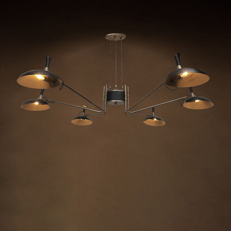 Inspired by the enigmatic life of Abbey Lincoln, this majestic pendant light will be the right lighting design choice for a dramatic dining room. A memorable piece that counts with golden finishes and black matte to give it a twist. This luxurious modern pendant lamp will be giving life and a statement to your modern home decor.