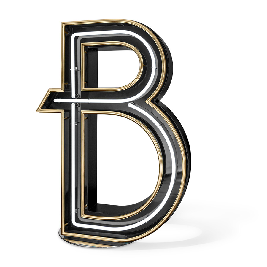 With its soft round deco shape, the graphic letter B, with a mixture of gold, black and blue fills any modern interior with luxury and elegance like no other. And just when you thought this lamp couldn’t surprise you more: you can place it outdoor too. Inspired by the icons of the art decor times, B stands for beauty, bohemian, brightness.