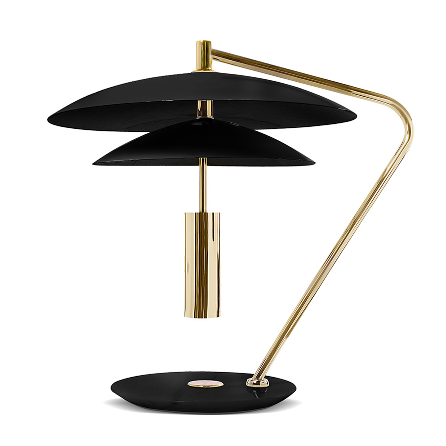 Basie table light is a vintage mid-century lamp with distinct features that make it stand out in any room setting. Handmade in brass, with an Aluminium shade and a marble base, it features a top cover that can be customized with any RAL color of your choosing. Looking its best in more formal settings, this graciously large table lamp is the perfect fit for a classic living room or entryway.