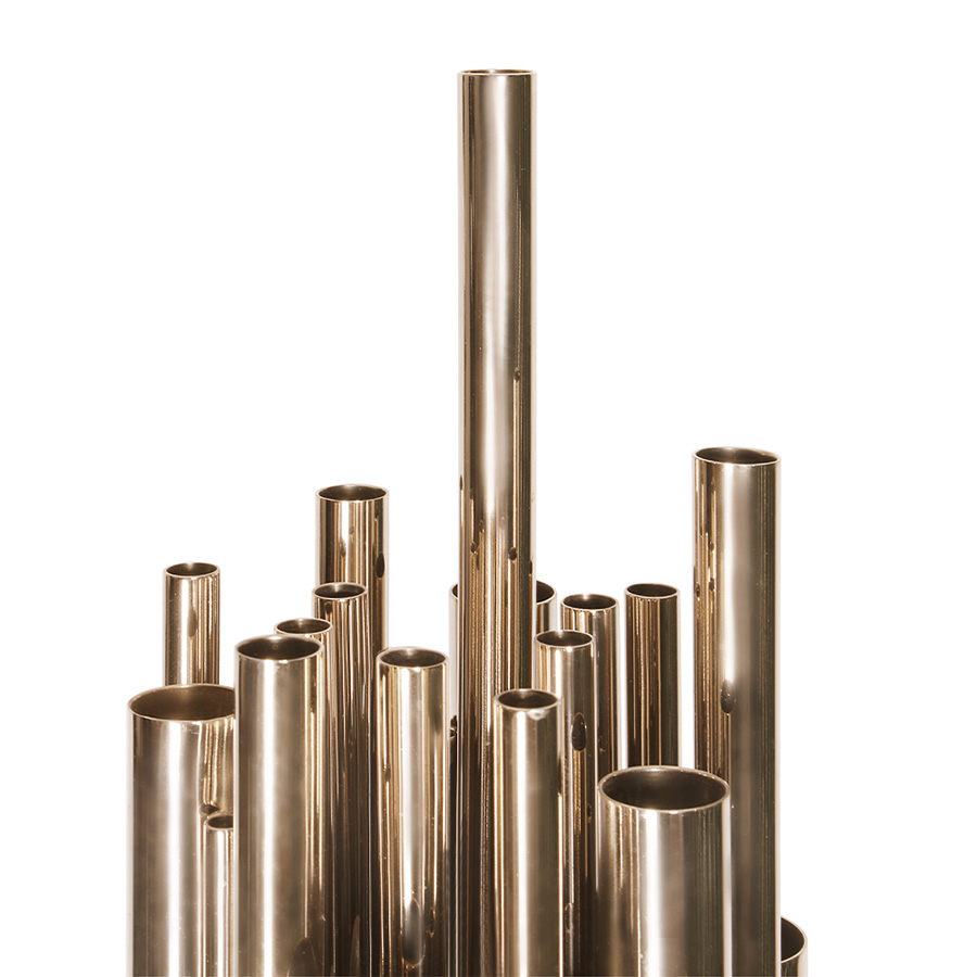 Dave Brubeck was the inspiration for one of DelightFULL’s more luxurious floor lamps. The art deco floor lamp represents in every single detail the way the jazz pianist musician blended very demanding rhythmic structures with improvisation in expressive and accessible ways. Therefore, in this lighting design, you can find asymmetrical gold plated tubes in order to attribute a contemporary lighting effect.