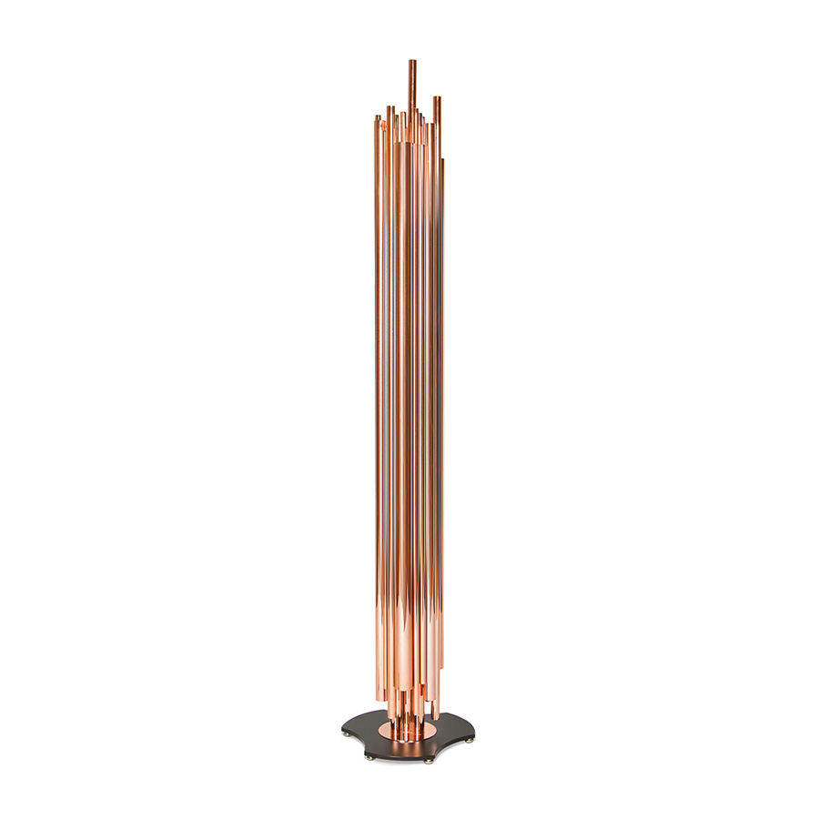 Dave Brubeck was the inspiration for one of DelightFULL’s more luxurious floor lamps. The art deco floor lamp represents in every single detail the way the jazz pianist musician blended very demanding rhythmic structures with improvisation in expressive and accessible ways. Therefore, in this lighting design, you can find asymmetrical gold plated tubes in order to attribute a contemporary lighting effect.