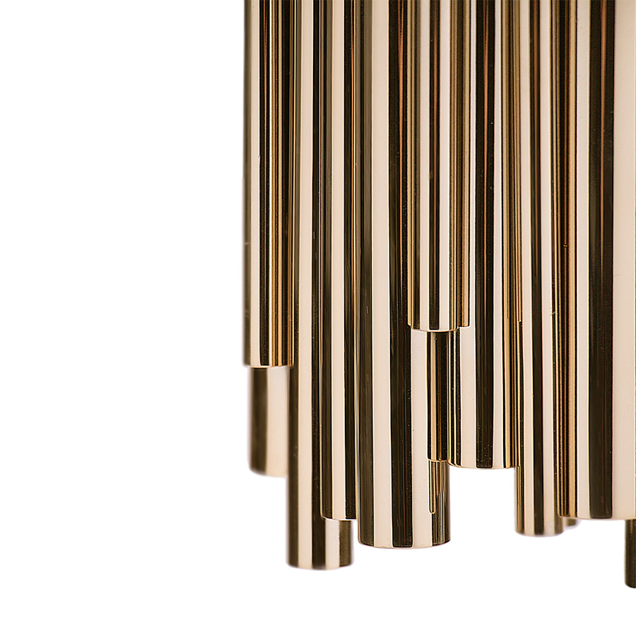 Inspired by Pianist Dave Brubeck, Brubeck pendant lamp is a great example of when art deco design exceptionally meets music. With a standard body built in brass and a gold-plated finish, this suspension lamp is available in a wide range of finishes: gold, nickel or copper plated, brushed brass or nickel, and aged brass. It is a an art deco brass lamp that will give a retro chic vibe to your new kitchen counter or even mid-century entryway.