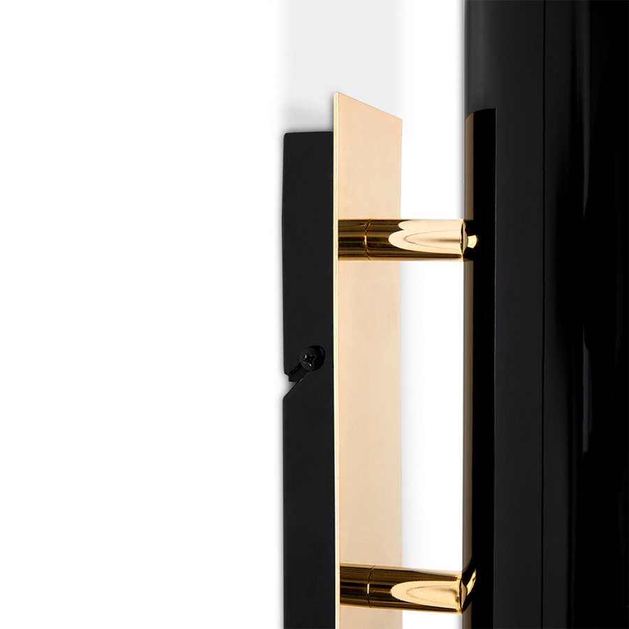 Inspired by the rock and roll world and the legendary Chuck Berry, DelightFULL has created Chuck 3 wall light. This piece is inspired in the original Chuck Wall, but has three bulbs for a new design. This minimalist wall sconce is all about emotion and rhythm, conveying a vibrant feeling to any room. Its small body and mount are handmade in brass with a standard gold-plated finish, whilst the actual lampshade is built in Aluminium and features a glossy black lacquer.