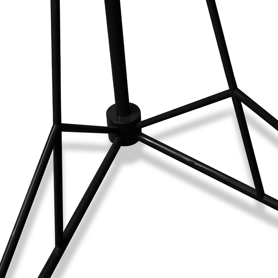 Meet Diana floor lamp, the tallest floor lamp of Heritage collection. Diana is an industrial floor lamp with a mid-century modern design, perfect for big industrial lofts and artistic studios. Built out of steel with a nickel plated finish, this floor light has a giant lamp shade that features a glossy red lacquer on the outside and a matte white interior finishing.