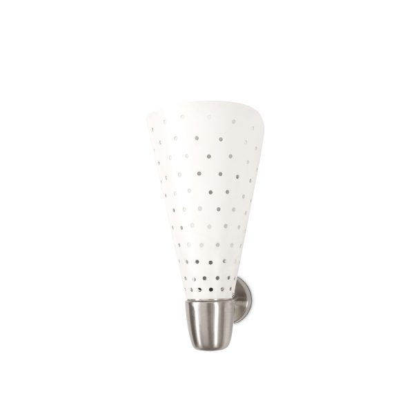 A modern-day interpretation of the mid-century modern lighting designs produced in the 1950s and 1960s, Dizzy wall sconce is 100% designed and handmade in Portugal. This stilnovo lighting design is built in brass, with nickel plated and glossy white standard finishes, which can all be customized according to your needs and your interior design project.