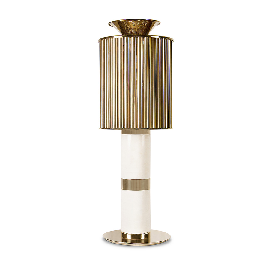 Almost 28 inches high, this brass desk lamp is much more than that. Handmade in brass and Estremoz marble, both the body and the shade received a gold-plated finish in order to emphasize its luxurious characteristics. Probably DelightFULL’s most exclusive design, this gold desk lamp features elegant handmade details all around the shade. With an exquisite design, it suits any classic entryway or dining room.