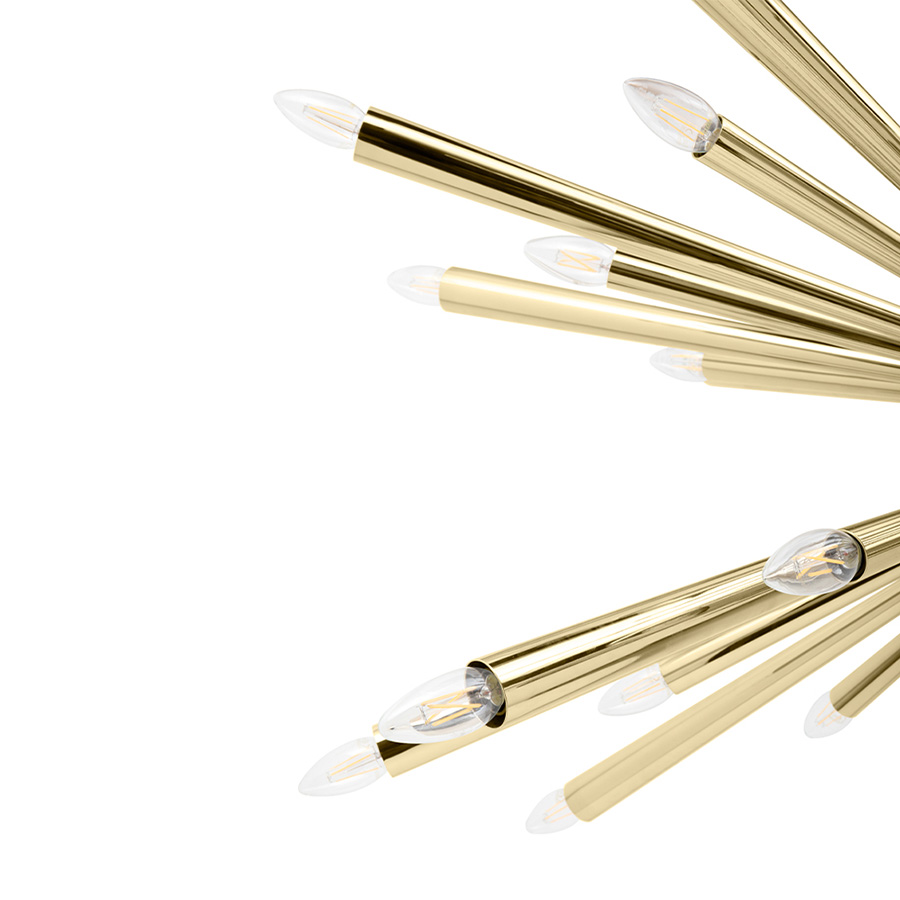 Inspired by the acclaimed jazz trumpet player Tommy Dorsey, this mid-century suspension chandelier is a unique lighting fixture that embodies the musicality of the 1950s. Allying the best of ancient techniques with the modern expertise of high- craftsmanship, Dorsey is a handmade brass chandelier, with Aluminium lamp shades.