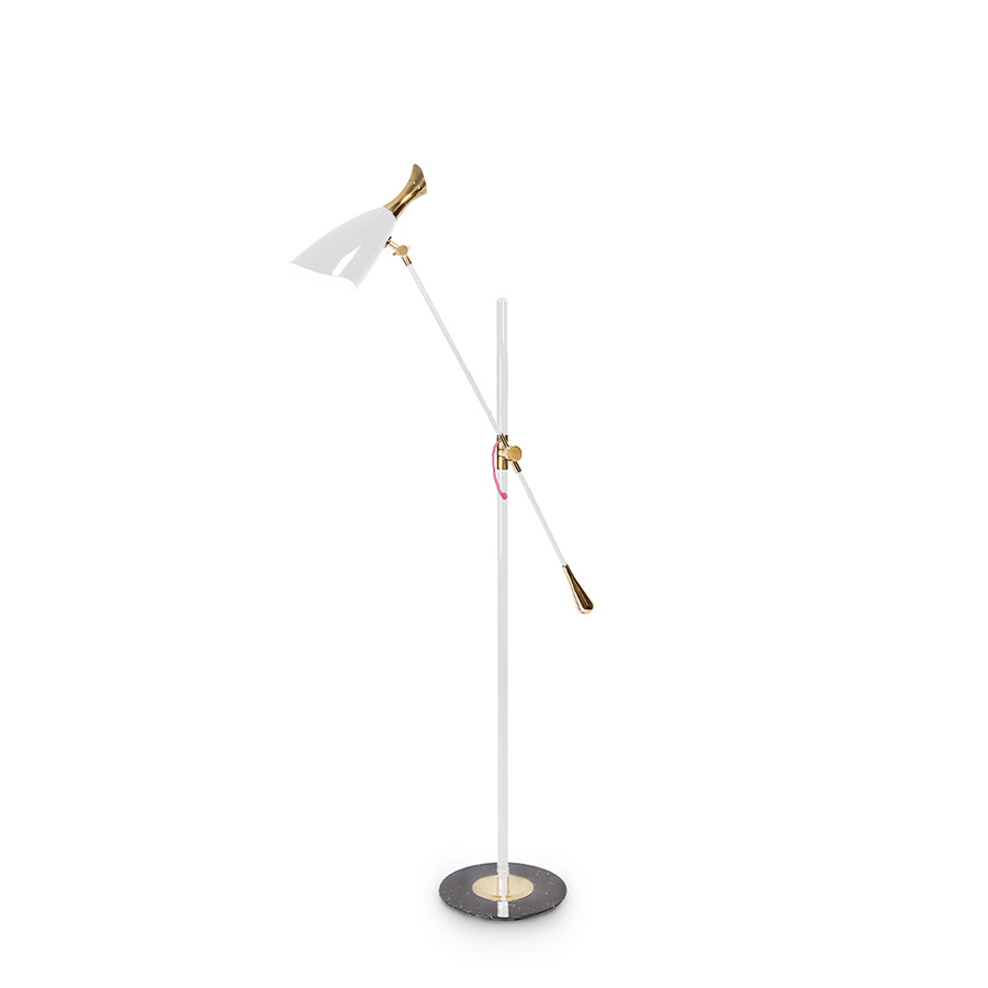 Duke Ellington has been an inspiration to the world to many artists and musicians. Therefore, DelightFULL’s designers have decided to pay a tribute to this iconic jazz musician and create Duke floor lamp. With a short silhouette and a single swing, Duke floor lamp is a retro-styled accessory for every single mid-century modern interior design. Each cone lamp shade is conducted by a brass arm and its counter-weight.