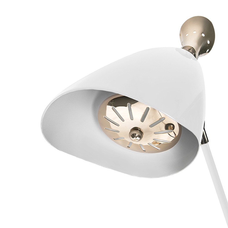 Duke Ellington has been an inspiration to the world to many artists and musicians. Therefore, DelightFULL’s designers have decided to pay a tribute to this iconic jazz musician and create Duke floor lamp. With a short silhouette and a single swing, Duke floor lamp is a retro-styled accessory for every single mid-century modern interior design. Each cone lamp shade is conducted by a brass arm and its counter-weight.