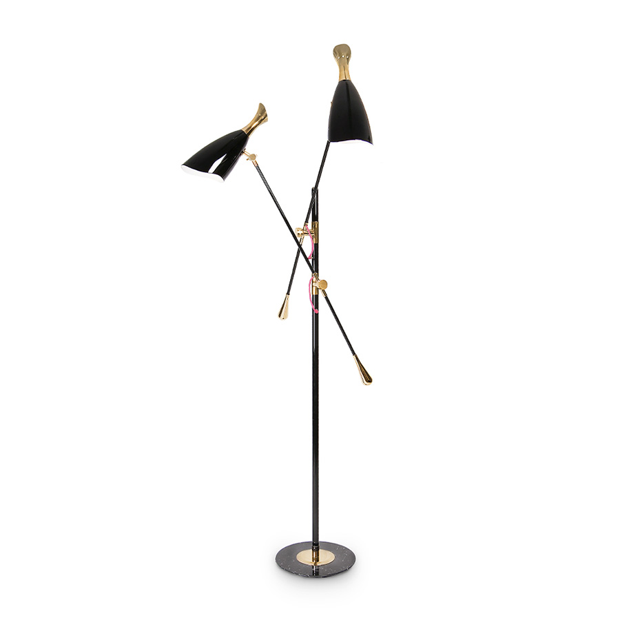 Duke Ellington has been an inspiration to the world to many artists and musicians. Therefore, DelightFULL’s designers have decided to pay a tribute to this iconic jazz musician and create Duke floor lamp. With a short silhouette and a single swing, Duke floor lamp is a retro-styled accessory for every single mid-century modern interior design. Each cone lamp shade is conducted by a brass arm and its counter-weight.