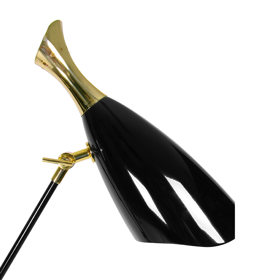 Duke Ellington has been an inspiration to the world to many artists and musicians. Therefore, DelightFULL’s designers have decided to pay a tribute to this iconic jazz musician and create Duke floor lamp. With a short silhouette and a single swing, Duke floor lamp is a retro-styled accessory for every single mid-century modern interior design. Each cone lamp shade is conducted by a brass arm and its counter-weight.