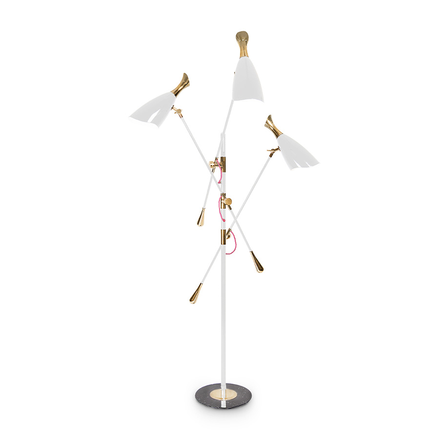 Duke Ellington has been an inspiration to the world to many artists and musicians. Therefore, DelightFULL’s designers have decided to pay a tribute to this iconic jazz musician and create Duke floor lamp. With a short silhouette and a single swing, Duke floor lamp is a retro-styled accessory for every single mid-century modern interior design. Each cone lamp shade is conducted by a brass arm and its counter-weight.