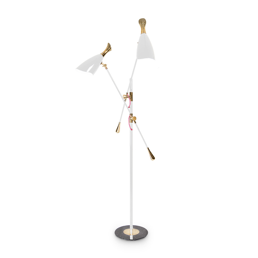 Duke Ellington has been an inspiration to the world to many artists and musicians. Therefore, DelightFULL’s designers have decided to pay a tribute to this iconic jazz musician and create Duke floor lamp. With a short silhouette and a single swing, Duke floor lamp is a retro-styled accessory for every single mid-century modern interior design. Each cone lamp shade is conducted by a brass arm and its counter-weight.