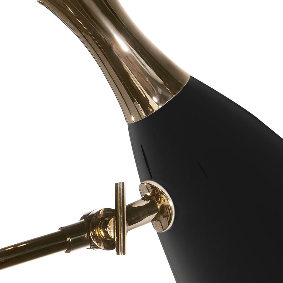 Duke is a modern pendant lighting design that boasts a heavy nostalgic 70s groove vibe. DelightFULL’s designers were able to create an iconic modern ceiling light that suits the most demanding setting. Produced in Portugal, it is handmade in brass and Aluminium. The body, made of brass, has both a matte black and a gold-plated finish, while the shades are lacquered a glossy black on the outside.