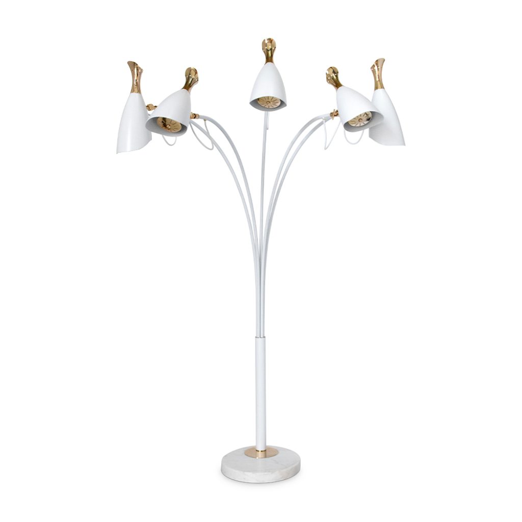 Duke Ellington has been an inspiration around the world to many artists and musicians. Therefore, DelightFULL’s designers have decided to pay a tribute to this iconic jazz musician and create Duke floor lamp. With a short silhouette and a single swing, Duke floor lamp is a retro-styled accessory for every single mid-century modern interior design. Each cone lamp shade is conducted by a brass arm and its counter-weight.
