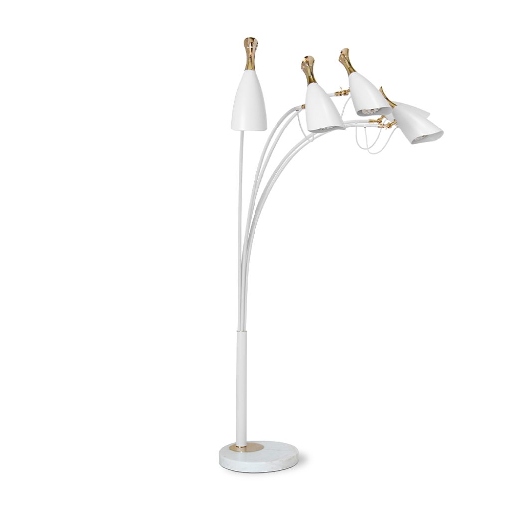 Duke Ellington has been an inspiration around the world to many artists and musicians. Therefore, DelightFULL’s designers have decided to pay a tribute to this iconic jazz musician and create Duke floor lamp. With a short silhouette and a single swing, Duke floor lamp is a retro-styled accessory for every single mid-century modern interior design. Each cone lamp shade is conducted by a brass arm and its counter-weight.