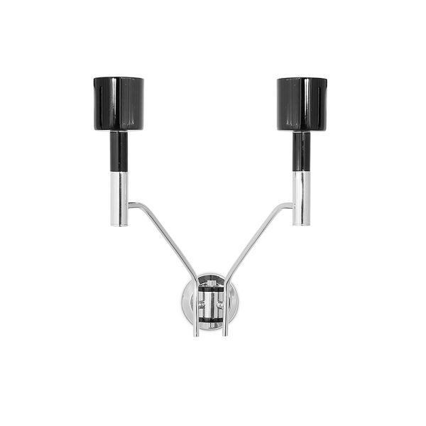 Ella wall light fixture is a retro lighting design with a slight minimalist vibe that will bring a new life to your home decor. The structure of this retro wall lamp is handmade in brass, while the lampshades are built in Aluminium. It features two diffusers lacquered a glossy black, which can be customized using any RAL color of your choosing.