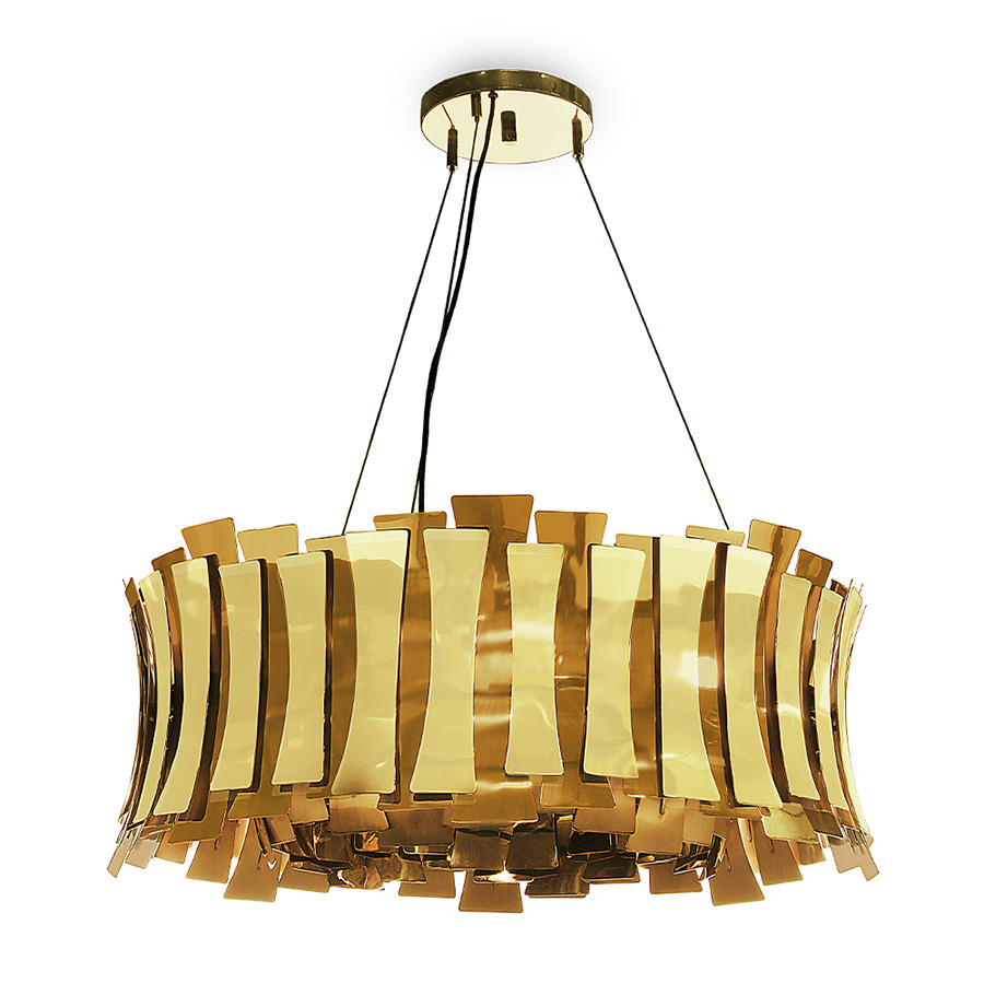 Inspired by the feminine glow cast by one of the greatest jazz singers of all times, DelightFULL has created Etta round suspension. It is a sophisticated and very functional chandelier lighting design suited for the most luxurious settings you can think of. It is handmade in brass, with the additional unique feature of each one of its leaves being shaped and assembled by hand.