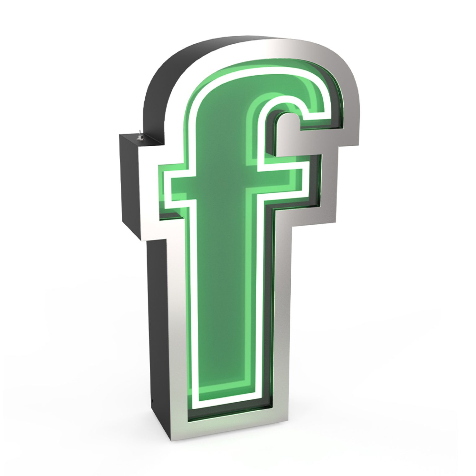 F for FUN. The marquee letter F brings that fantastic feeling of being in a tropical setting. This graphic letter can be placed on the floor or on a wall or right on your front porch. With a height of 1 meter, and with 100 x 57 x 20 cm and 39.37 x 22.44 x 7.9 in, your modern interior and exterior decor will be the highlight of all the parties with either the mini version or the big version. Looking perfect in a modern setting, F is colour customizable and offers plenty of fun!