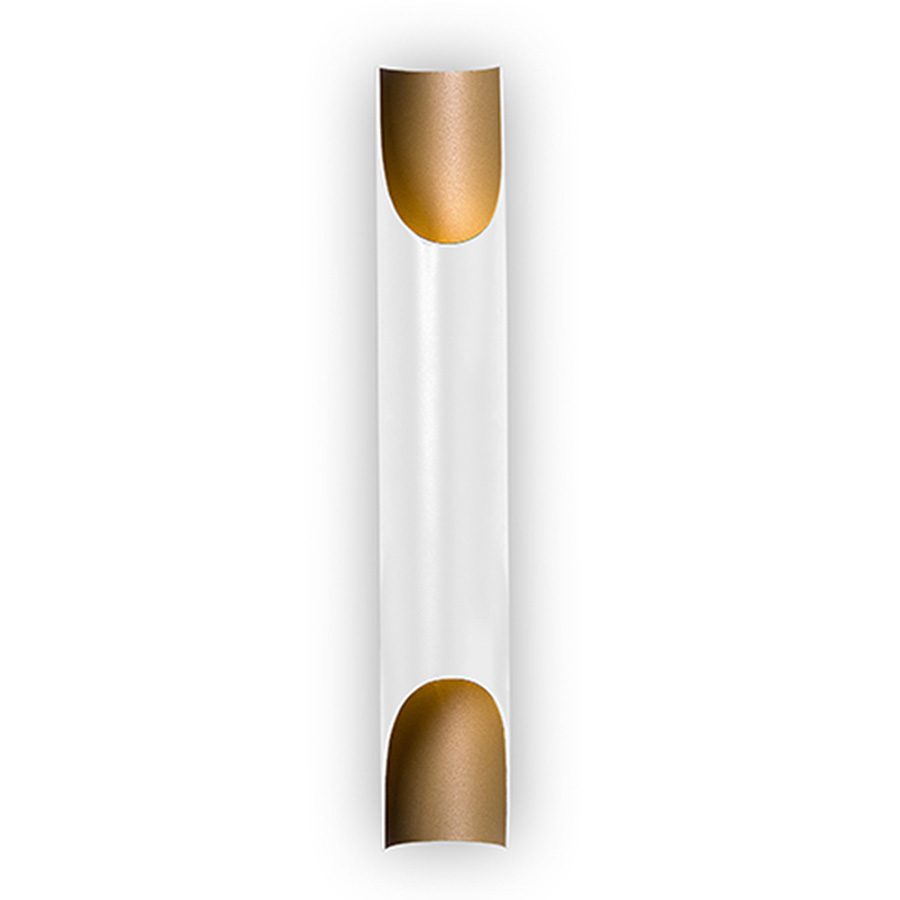 Meet Galliano, a special modern wall lamp with a minimalist style that allows you to fit it in every room of your home, regardless the style of your interior design. It’s not coincidence that this wall lamp is one of DelightFULL’s top best sellers. Made of iron with a matte black exterior and a gold powder paint interior finishing, Galliano produces a unique lighting effect when you see light being casted thought its pipes.