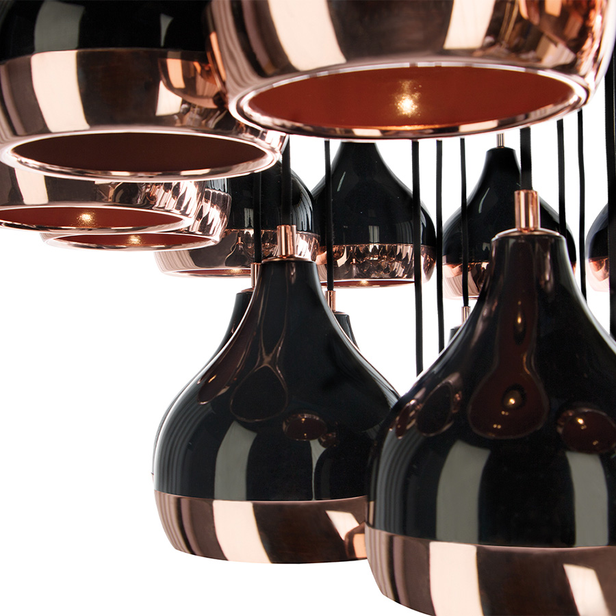 Hanna modern chandelier is a breathtaking lighting design that is made in brass and Aluminium with gold plated and white matte shades. Pair it with a modern or contemporary decor as a chic accent piece. This white suspension chandelier is the perfect lighting option to compliment vintage and industrial decors. The gold plated finishes will add the final touches to any home decor.