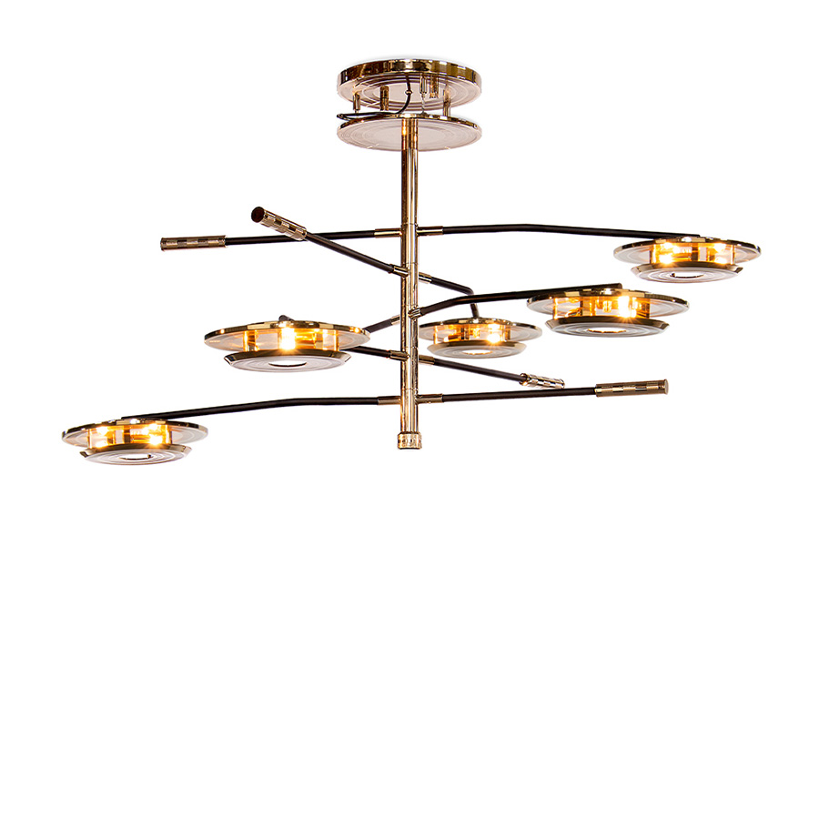 With a shape that was inspired by a golden vinyl player, Hendrix suspension lamp is a tribute the American rock guitarist, singer, and songwriter: Jimi Hendrix. This gold plated luminaire captures your attention letting you feel the acoustics of the bright Hendrix guitar and reminding us the high fidelity audio reproductions.