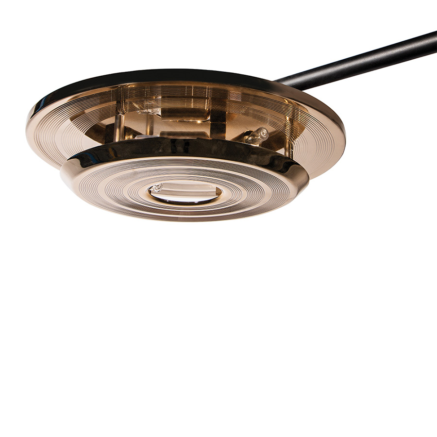 With a shape that was inspired by a golden vinyl player, Hendrix suspension lamp is a tribute the American rock guitarist, singer, and songwriter: Jimi Hendrix. This gold plated luminaire captures your attention letting you feel the acoustics of the bright Hendrix guitar and reminding us the high fidelity audio reproductions.