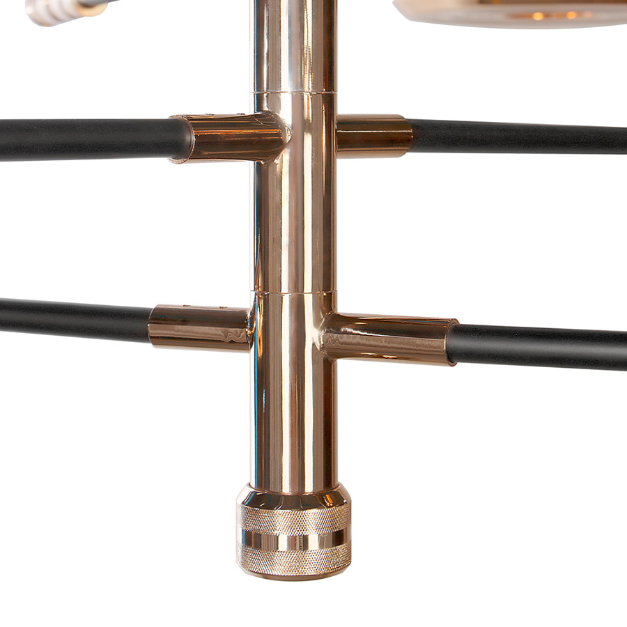 With a shape that was inspired by a golden vinyl player, Hendrix suspension lamp is a tribute the American rock guitarist, singer, and songwriter: Jimi Hendrix. This gold plated luminaire captures your attention letting you feel the acoustics of the bright Hendrix guitar and reminding us the high fidelity audio reproductions.