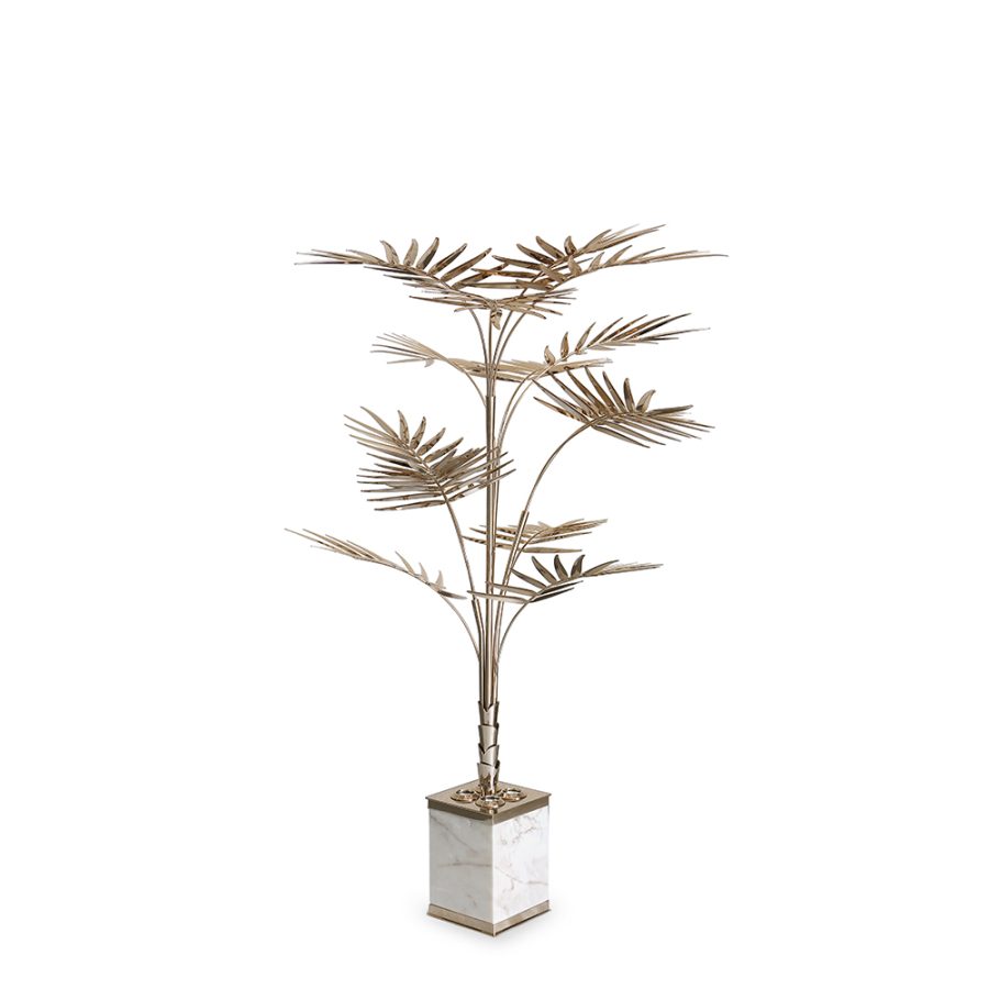 Ivete Sangalo is a tropical muse of Brazilian Pop Culture and also the inspiration behind this exotic light fixture. Using a mixture of materials such as brass and marble, this unique light fixture can serve as a table or floor lamp. Ivete is shaped like the iconic tropical Palm tree where notes of Bossa Nova echo as the Girl from Ipanema walks by. Switch on the Ivete Palm tree lamp and get transported to an exotic environment.