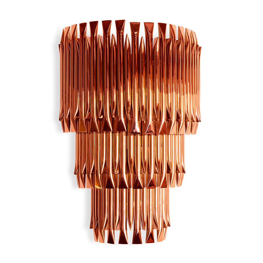 Matheny wall has a complex and attractive geometry design of combined tubes. In this variation, three of the original designs are combined on top of each other in a cascade of metal pipes to create a new impressive piece.This unique lamp combines a mid-century modern design with a classic style to make a statement. A modern wall light 100% handmade in brass with a brushed nickel finish. With 4 lamps, we recommend you to use G9 bulbs.