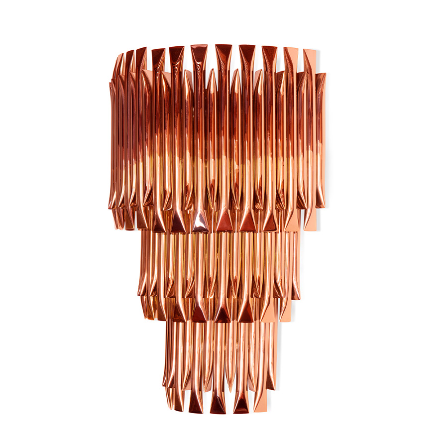 Matheny wall has a complex and attractive geometry design of combined tubes. In this variation, three of the original designs are combined on top of each other in a cascade of metal pipes to create a new impressive piece.This unique lamp combines a mid-century modern design with a classic style to make a statement. A modern wall light 100% handmade in brass with a brushed nickel finish. With 4 lamps, we recommend you to use G9 bulbs.