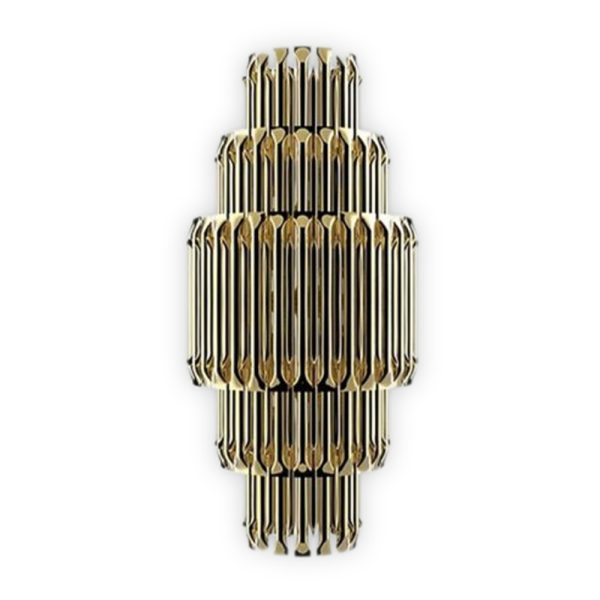 Matheny wall has a complex and attractive geometry design of combined tubes. In this variation, five of the original designs are combined on top of each other in a cascade of metal pipes to create a new impressive piece.This unique lamp combines a mid-century modern design with a classic style to make a statement. A modern wall light 100% handmade in brass with a brushed nickel finish. With 4 lamps, we recommend you to use G9 bulbs.