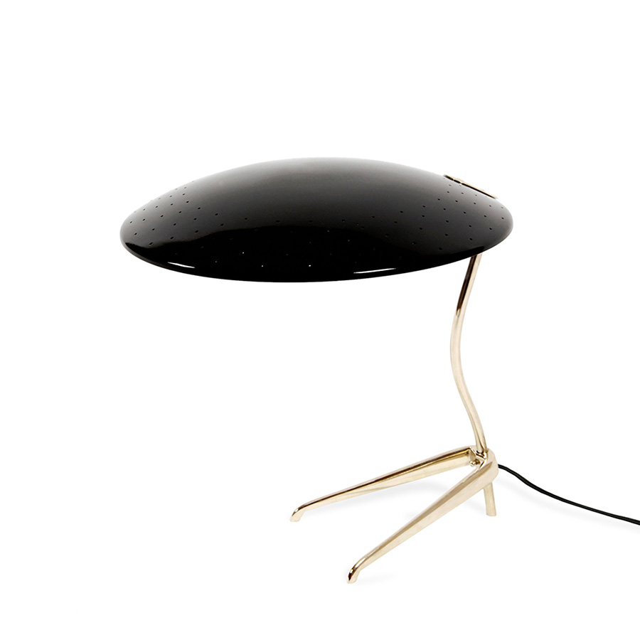 Is a design by DelightFULL that successfully showcases the merge between mid-century design and the contemporary influences of today’s world. It boasts a stunning brass body with a nickel plated finish, and an Aluminium-built shade lacquered a glossy black on the outside and a matte white on the inside, so as to not reflect the light in an uncomfortable way. An easy way to bring style into your master bedroom.