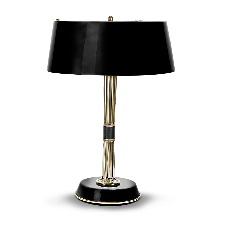 Miles table lamp is a classic mid-century modern table lamp, which brings back the sophisticated atmosphere of the 50s. The body has a copper plated finish for a more contemporary look, while the shade is lacquered a matte black on the outside and a white matte on the inside.It is essentially a copper table lamp that casts a soft glaze that will suit your modern entryway in the most flattering way.