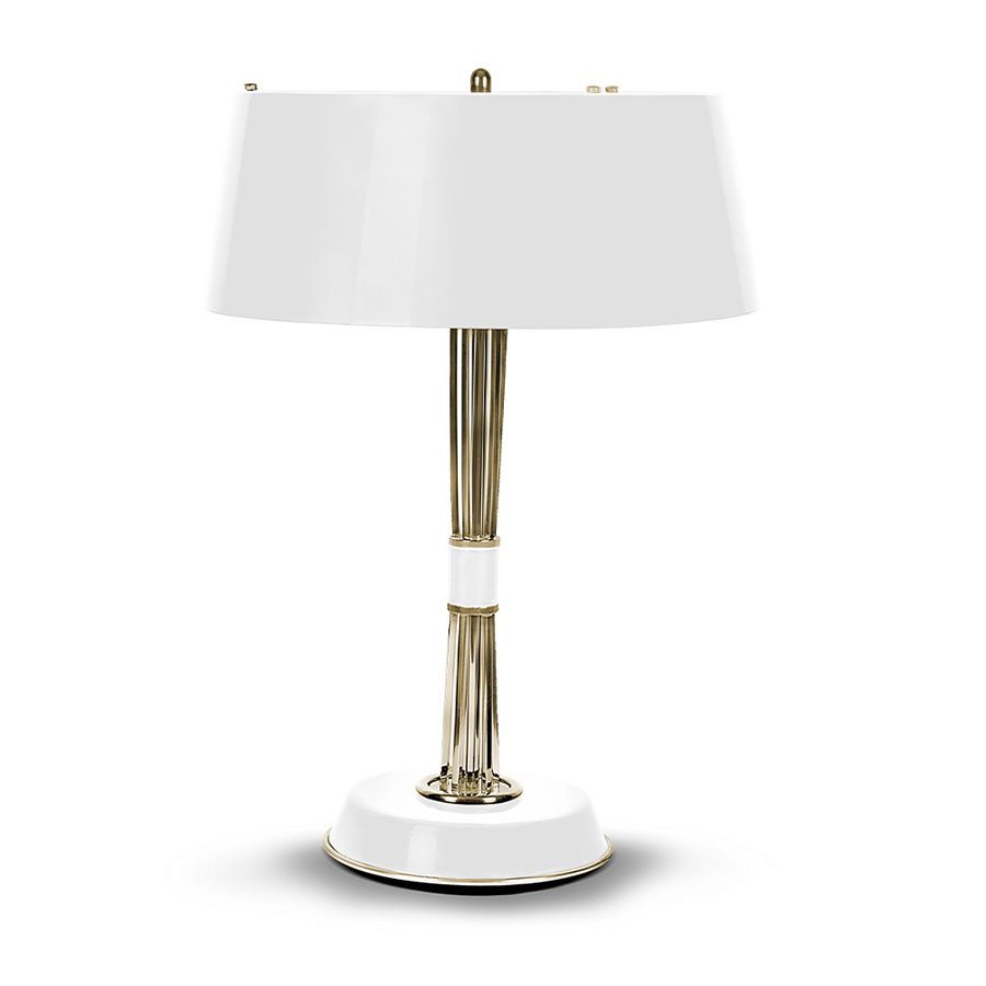 Miles table lamp is a classic mid-century modern table lamp, which brings back the sophisticated atmosphere of the 50s. The body has a copper plated finish for a more contemporary look, while the shade is lacquered a matte black on the outside and a white matte on the inside.It is essentially a copper table lamp that casts a soft glaze that will suit your modern entryway in the most flattering way.