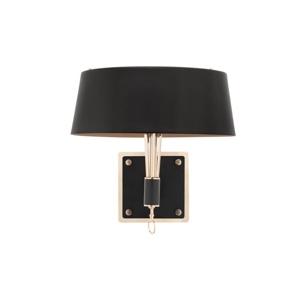 Miles wall lamp was inspired in one of the most influential and acclaimed figures in the history of jazz and 20th century music: Miles Davis. This modern wall light has the purpose to represent the impressive charisma of this outstanding jazz singer, in its innovative and sophisticated lighting features. Miles black wall sconce features a structure made in brass and the lamp shade in Aluminium.