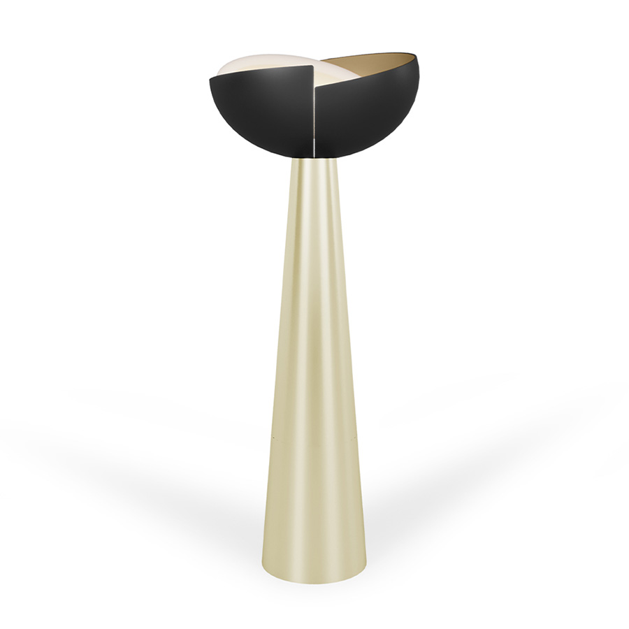 The mysterious yet minimalist look of the Mirage floor lamp makes you experience the luxurious side of the mid-century modern style. The lamp’s silhouette and the composition of the material, with the contrast of black lacquered metals and shining brass, remind us of the extravagant outfits of the club revelers of that incredible time. Turn your project memorable with the Mirage's cool refined look.