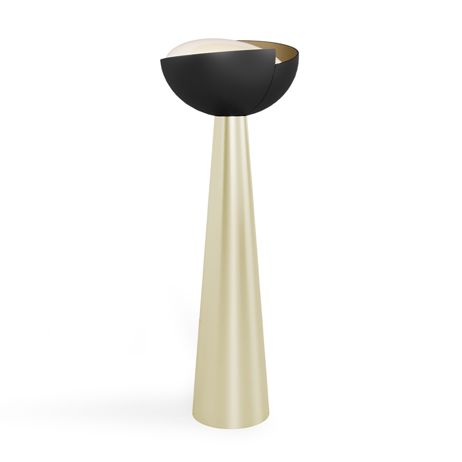 The mysterious yet minimalist look of the Mirage floor lamp makes you experience the luxurious side of the mid-century modern style. The lamp’s silhouette and the composition of the material, with the contrast of black lacquered metals and shining brass, remind us of the extravagant outfits of the club revelers of that incredible time. Turn your project memorable with the Mirage's cool refined look.