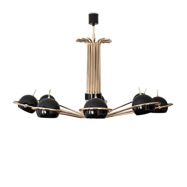 Neil is a modern chandelier with round arcs and spherical diffusers, that were inspired by the golden years of space exploration in the 60’s. It has 8 arms with rotating spheres to cast light to wherever you need in order to create the perfect mood - a rare feature on chandeliers. Therefore, this iron chandelier casts ambient light in all directions. It also offers the choice of having only 4 of the 8 diffusers lit on.