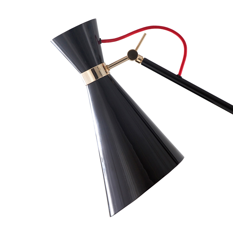 Inspired by the one and only Nina Simone, DelightFULL designers have taken a classic lighting design and reinterpreted it into a fresh mid-century floor lamp. This unique lamp is a strong statement piece, that cannot go unnoticed wherever it’s placed. Simone is a three-light articulating floor lamp with glossy white shades and a structure handmade in brass.