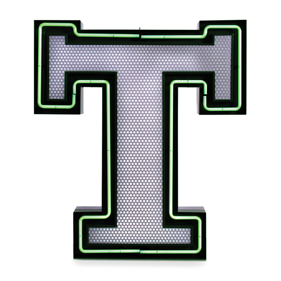 A remarkable lighting design remembering us of the college days, this handmade marquee letter is the one for the stars. A fun lighting design that is customizable on demand and available on a mini version, it has retro style mixed with the urban culture. Turning hypnotic at some point, the neon green of the bulbs and the height of 1 meter makes this a perfect lighting design to finish your design project.