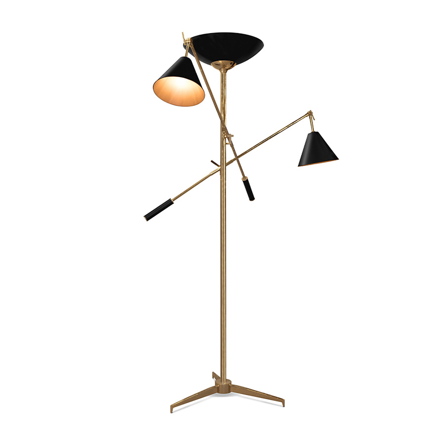 Torchiere is probably one of the most functional lamps of DelightFULL. Ideal for your mid-century modern office and reading corner, this floor light will add elegance to every single space. With Torchiere, your lighting options are truly limitless. This ultimate lighting trend is great for uplighting, downlighting and reading lighting. A reading lamp with a lovely black finish that brings two great and functional designs together: torchiere and a flexible two floor lamp.