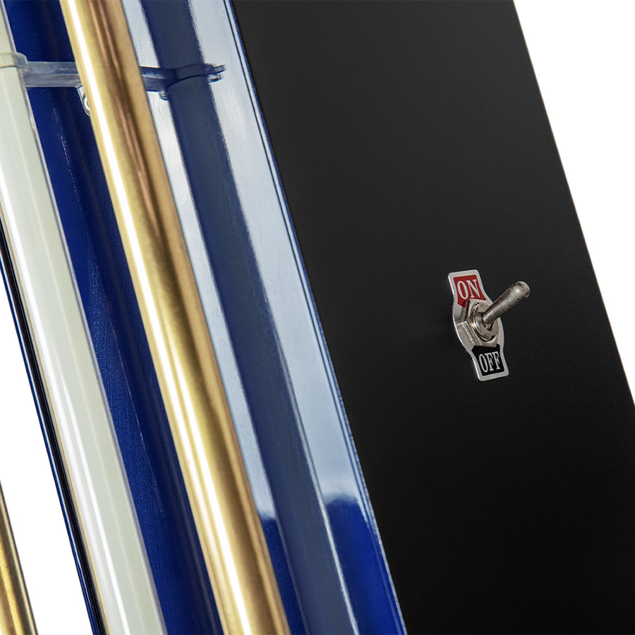 Grab the Las Vegas feeling inside or outside your design project! Inspired by the aura and authenticity of the city of lights this sophisticated lighting design has a copper plated and red frame that can be customizable on demand. Available in a mini version, the vivid colours reflect a state of being, creating an energetic atmosphere. Handmade in copper and acrylic.