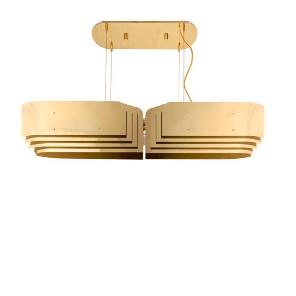 The welcoming and shiny presence of Sarah Vaughan is present in every single detail of this Vaughan mid-century modern fixture. Aesthetically pleasing, the mid-century lighting design is the perfect choice for a modern dining room, as well as a statement figure in a hospitality project. With intricate yet discreet details, this mid-century ceiling light will add a Hollywood glamour with its golden tones and contemporary aura.