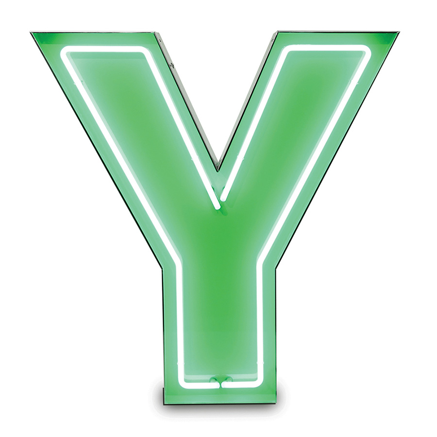 Green to say go, Y to say Yes. The neon green soothing light effect of this handmade lighting design can make a room pop with a splash of colour. Handmade, this marquee letter design has the powerful effect of giving a touch of originality, commotion, and emotion to it. Versatile, this marquee letter can be wall mounted or used as a floor lamp looks perfect in any modern design project.