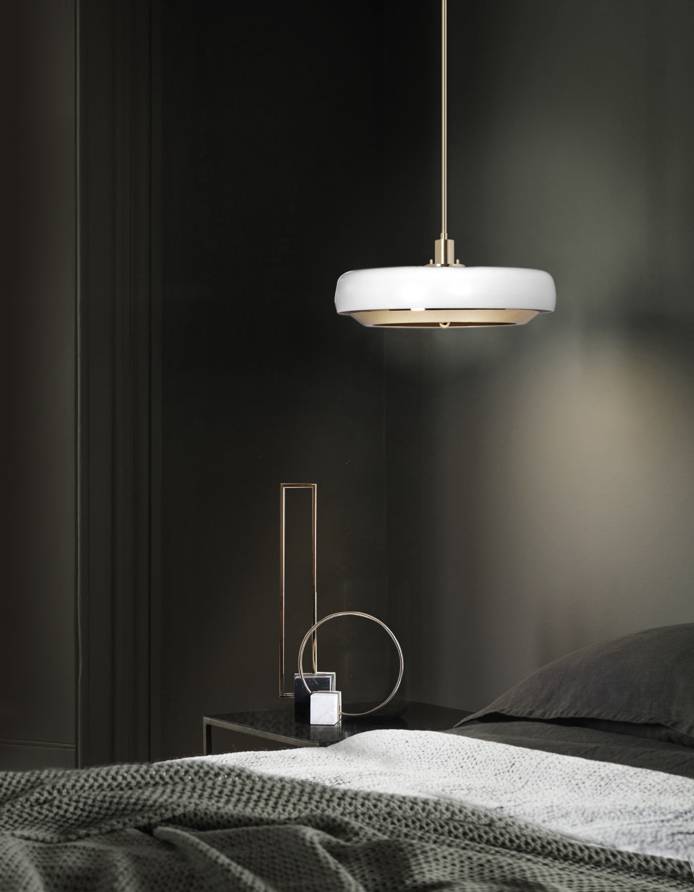 Black Bedroom with Carter Pendant