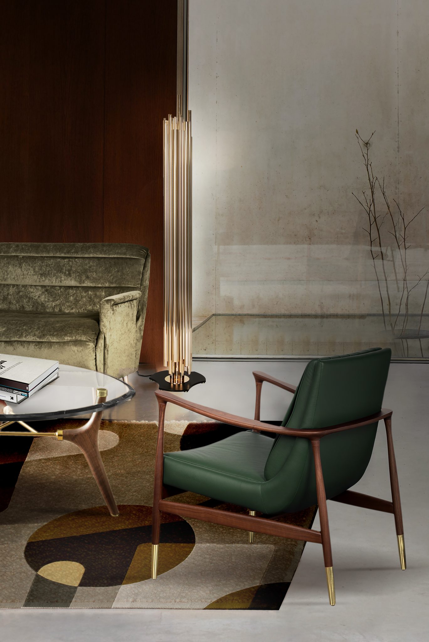 Sophisticated Mid-Century Living Room Design With Brubeck Floor