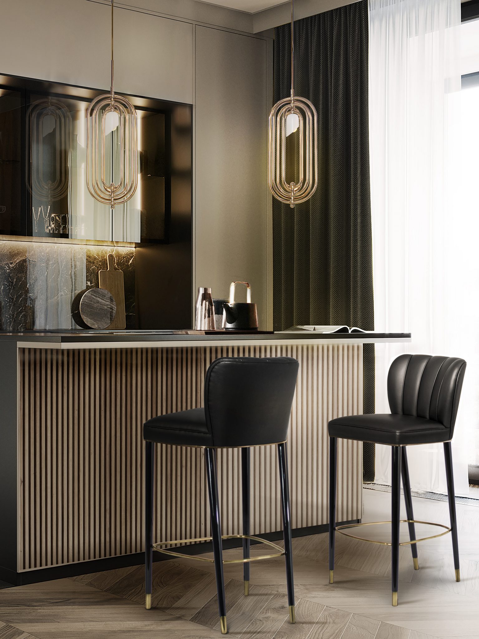 KITCHEN WITH ART DECO LIGHTING DESIGN