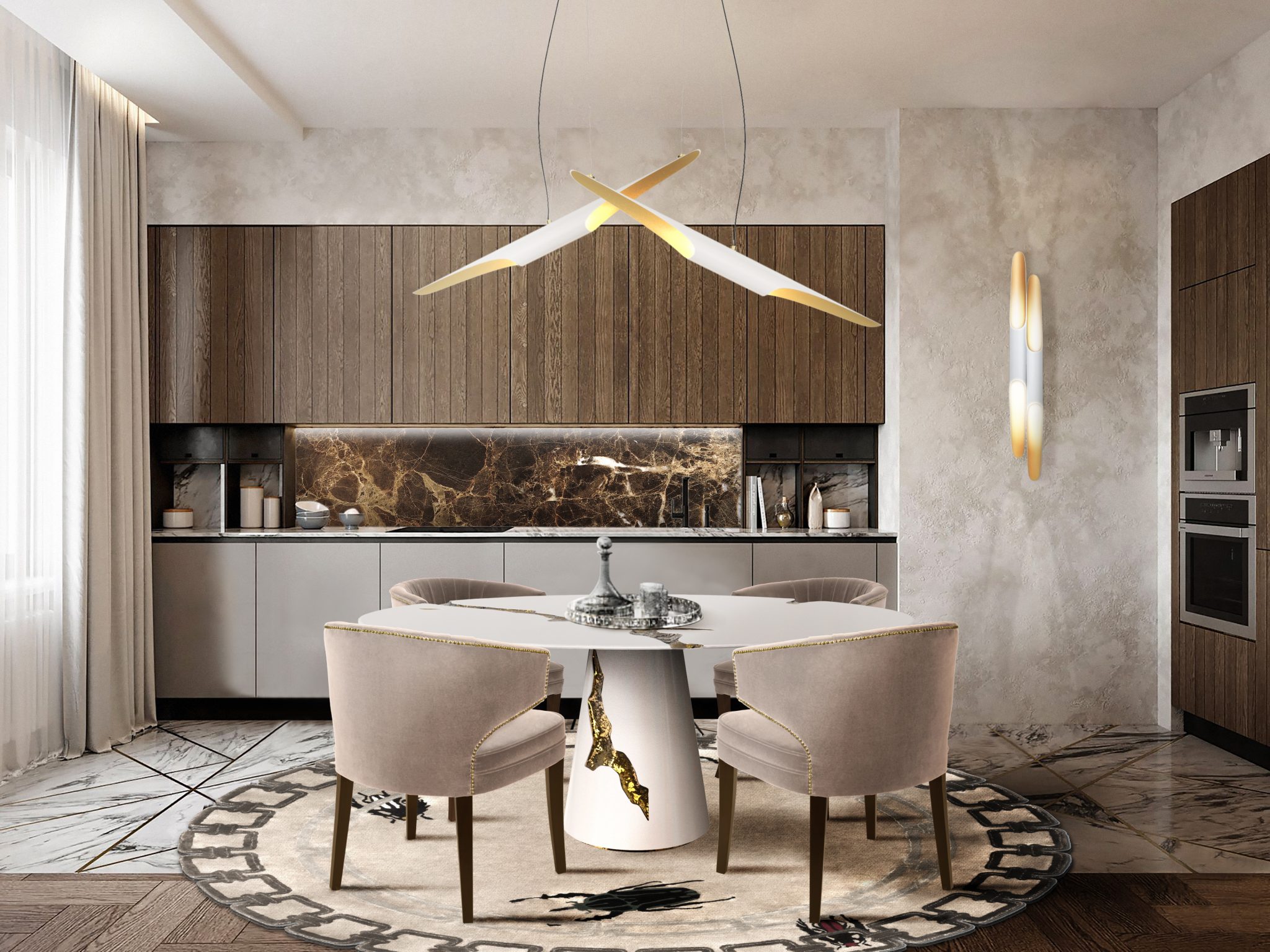 LUXURIOUS WHITE DINING ROOM